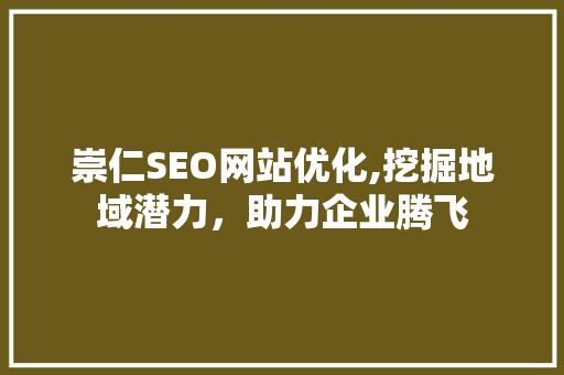 崇仁SEO网站优化,挖掘地域潜力，助力企业腾飞