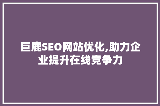 巨鹿SEO网站优化,助力企业提升在线竞争力