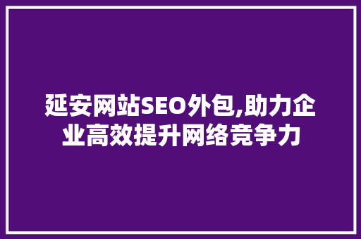 延安网站SEO外包,助力企业高效提升网络竞争力