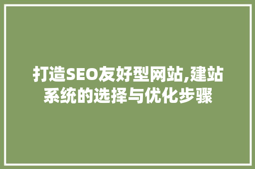 打造SEO友好型网站,建站系统的选择与优化步骤