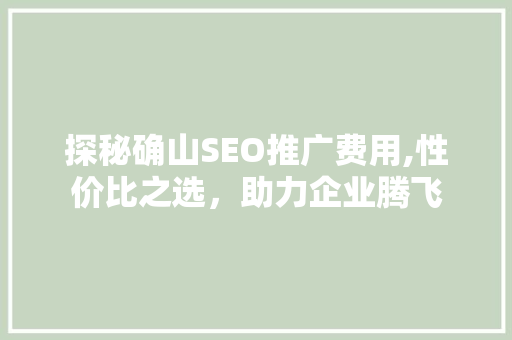 探秘确山SEO推广费用,性价比之选，助力企业腾飞