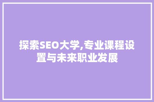 探索SEO大学,专业课程设置与未来职业发展