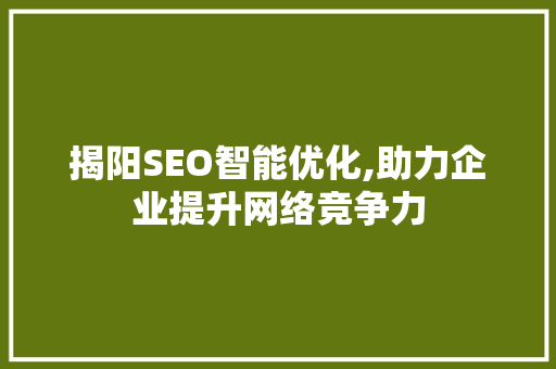 揭阳SEO智能优化,助力企业提升网络竞争力