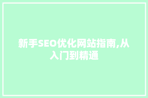 新手SEO优化网站指南,从入门到精通  第1张