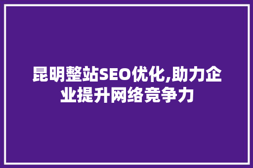 昆明整站SEO优化,助力企业提升网络竞争力