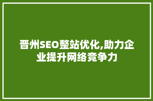 晋州SEO整站优化,助力企业提升网络竞争力