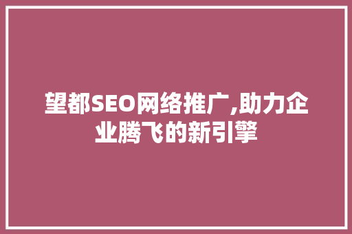 望都SEO网络推广,助力企业腾飞的新引擎