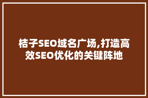 桔子SEO域名广场,打造高效SEO优化的关键阵地