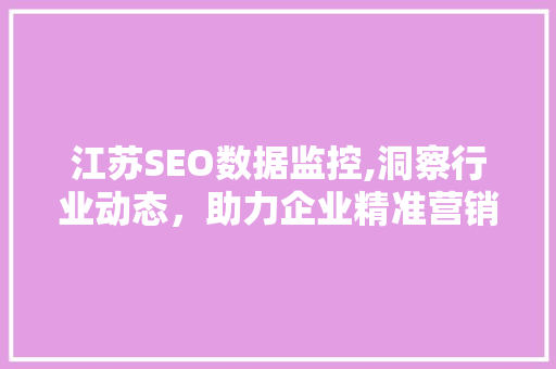 江苏SEO数据监控,洞察行业动态，助力企业精准营销