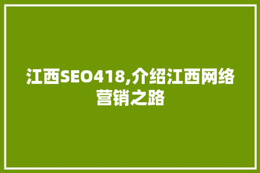 江西SEO418,介绍江西网络营销之路