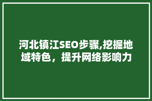 河北镇江SEO步骤,挖掘地域特色，提升网络影响力
