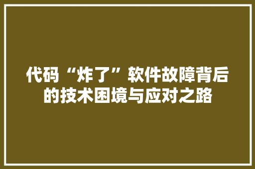 代码“炸了”软件故障背后的技术困境与应对之路  第1张