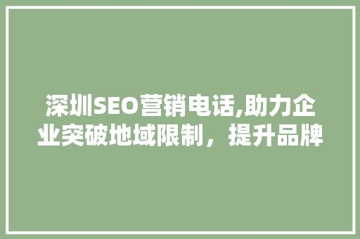 深圳SEO营销电话,助力企业突破地域限制，提升品牌影响力
