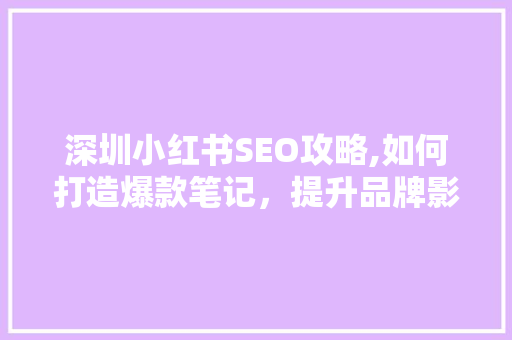 深圳小红书SEO攻略,如何打造爆款笔记，提升品牌影响力