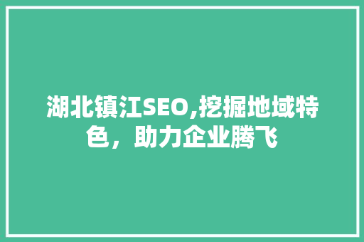 湖北镇江SEO,挖掘地域特色，助力企业腾飞