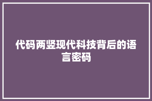 代码两竖现代科技背后的语言密码  第1张