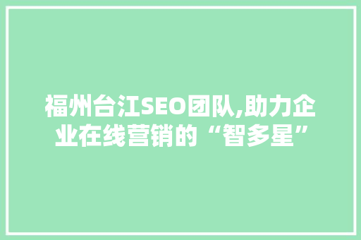 福州台江SEO团队,助力企业在线营销的“智多星”