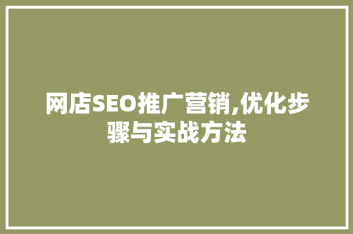 网店SEO推广营销,优化步骤与实战方法
