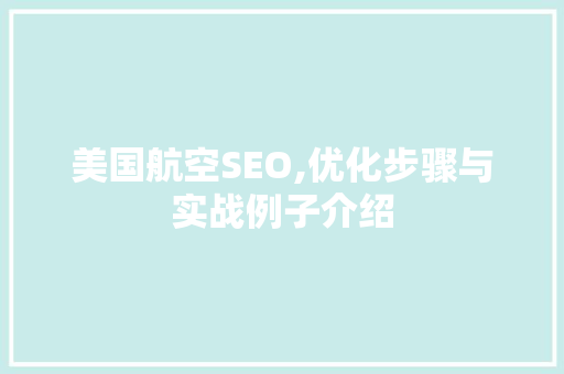 美国航空SEO,优化步骤与实战例子介绍
