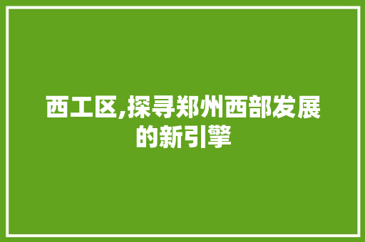 西工区,探寻郑州西部发展的新引擎