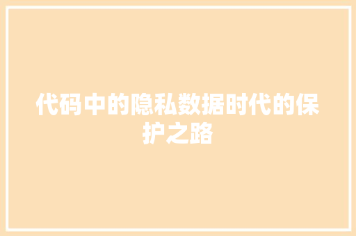 代码中的隐私数据时代的保护之路