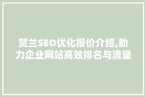 贺兰SEO优化报价介绍,助力企业网站高效排名与流量提升  第1张