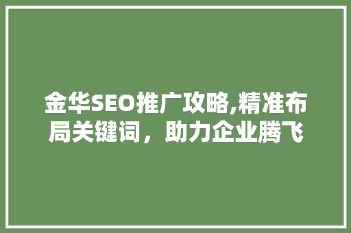 金华SEO推广攻略,精准布局关键词，助力企业腾飞