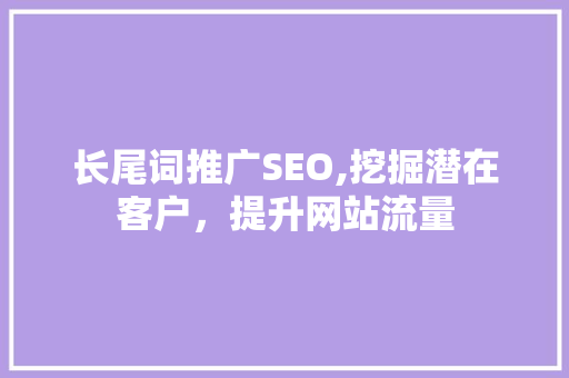 长尾词推广SEO,挖掘潜在客户，提升网站流量  第1张