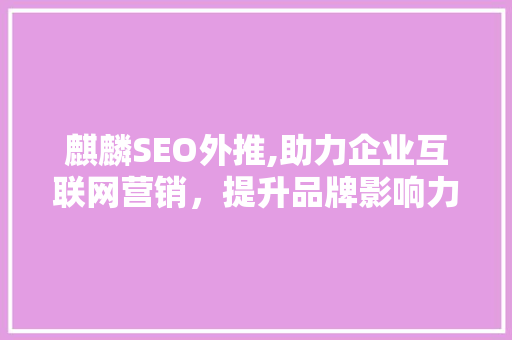 麒麟SEO外推,助力企业互联网营销，提升品牌影响力