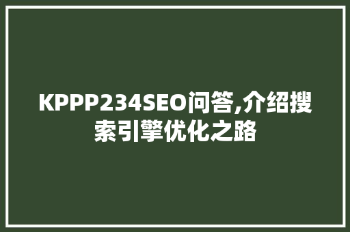 KPPP234SEO问答,介绍搜索引擎优化之路