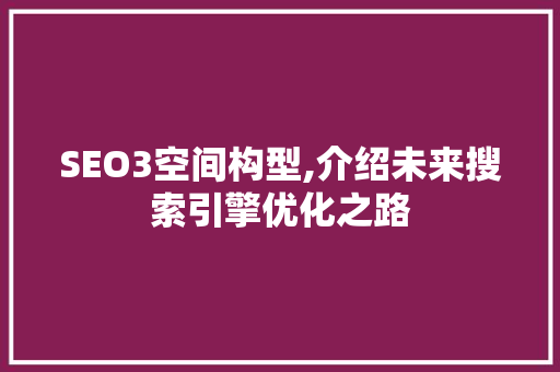 SEO3空间构型,介绍未来搜索引擎优化之路