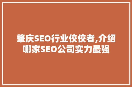 肇庆SEO行业佼佼者,介绍哪家SEO公司实力最强