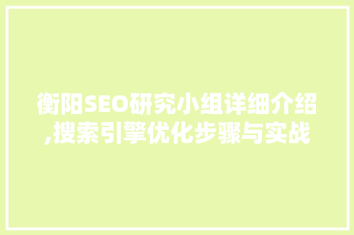 衡阳SEO研究小组详细介绍,搜索引擎优化步骤与实战方法