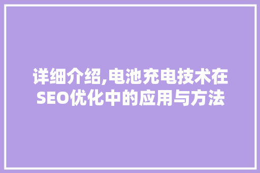 详细介绍,电池充电技术在SEO优化中的应用与方法