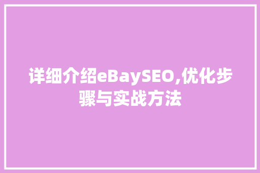 详细介绍eBaySEO,优化步骤与实战方法