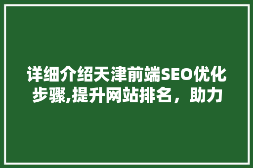 详细介绍天津前端SEO优化步骤,提升网站排名，助力企业腾飞