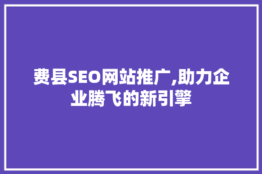 费县SEO网站推广,助力企业腾飞的新引擎