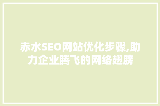 赤水SEO网站优化步骤,助力企业腾飞的网络翅膀