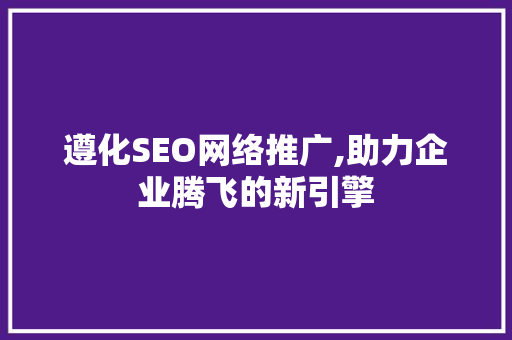 遵化SEO网络推广,助力企业腾飞的新引擎