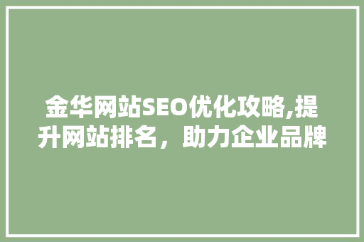 金华网站SEO优化攻略,提升网站排名，助力企业品牌传播