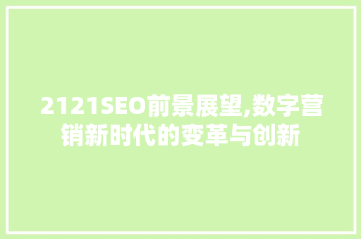 2121SEO前景展望,数字营销新时代的变革与创新  第1张