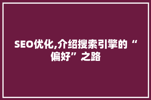 SEO优化,介绍搜索引擎的“偏好”之路