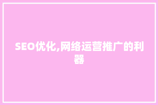 SEO优化,网络运营推广的利器