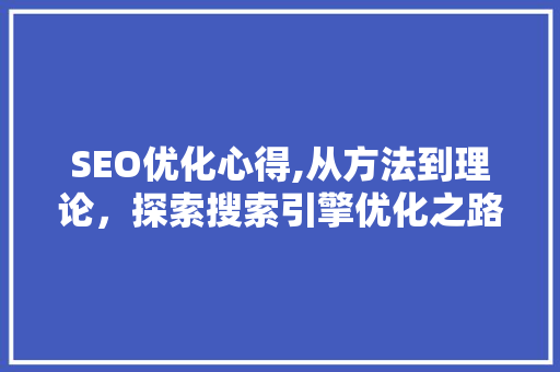 SEO优化心得,从方法到理论，探索搜索引擎优化之路