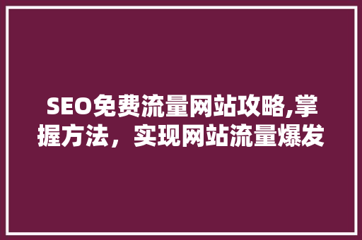 SEO免费流量网站攻略,掌握方法，实现网站流量爆发式增长