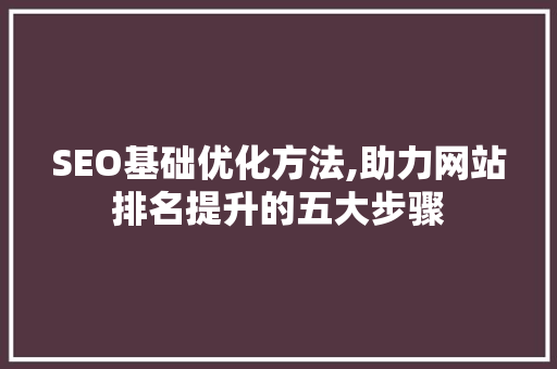 SEO基础优化方法,助力网站排名提升的五大步骤  第1张