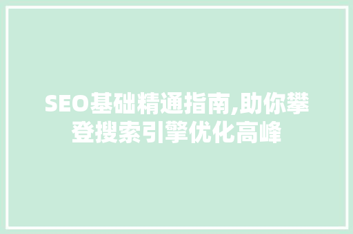 SEO基础精通指南,助你攀登搜索引擎优化高峰