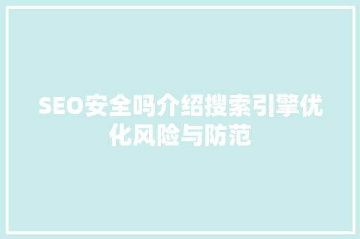 SEO安全吗介绍搜索引擎优化风险与防范