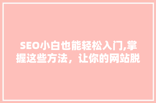 SEO小白也能轻松入门,掌握这些方法，让你的网站脱颖而出