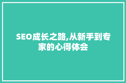 SEO成长之路,从新手到专家的心得体会